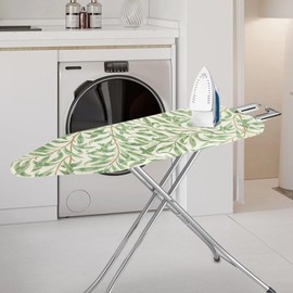 ZCFYGDX Ironing Board Cover Decor 15x48 Inch, Iron Board Cover with Nose Pocket, Nylon Buckle Fastening Stain Resistant Scorch Resistant,Protection Covers with Elastic Edge Fresh Green Leaf Print
