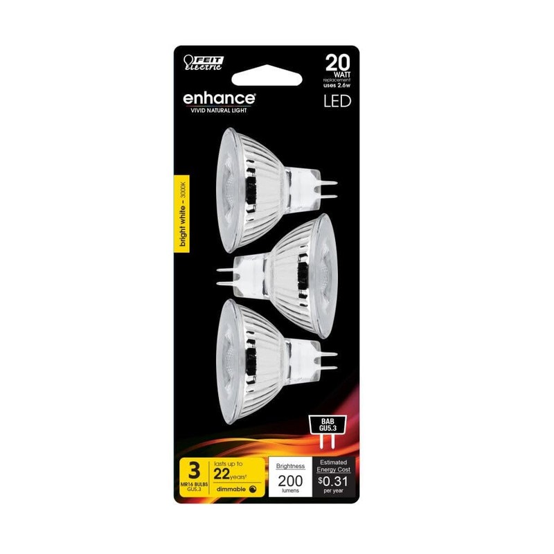 Feit Electric BPBAB/930CA/3 Feit, 2 Pack, 2.6W, 12V, Soft White,