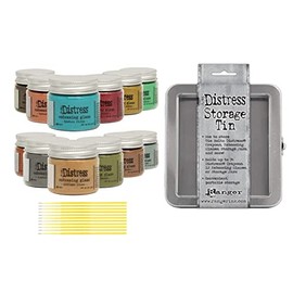 New Ranger Tim Holtz Distress Embossing Glaze - Includes PTP Flash Deals Blending Sticks (12 Complete Collection with Storage Tin)