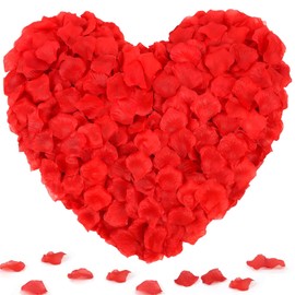 DIODUODA Red Rose Petals 2000Pcs Artificial Flower Petals Valentines Day Decorations Faux Rose Petal Fake Flowers Petals for Valentine's Day Romantic Night Birthday Anniversary Wedding Table Decor