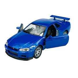 Welly Nissan Skyline R34 GT-R Blue 1998-2002 1/34-1/39 Metal Model Car Die Cast New in Box