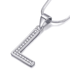 Morella Women's Letter Necklace Necklace and Pendant Letter L - 925 Sterling Silver Rhodium Plated – 45 cm Long
