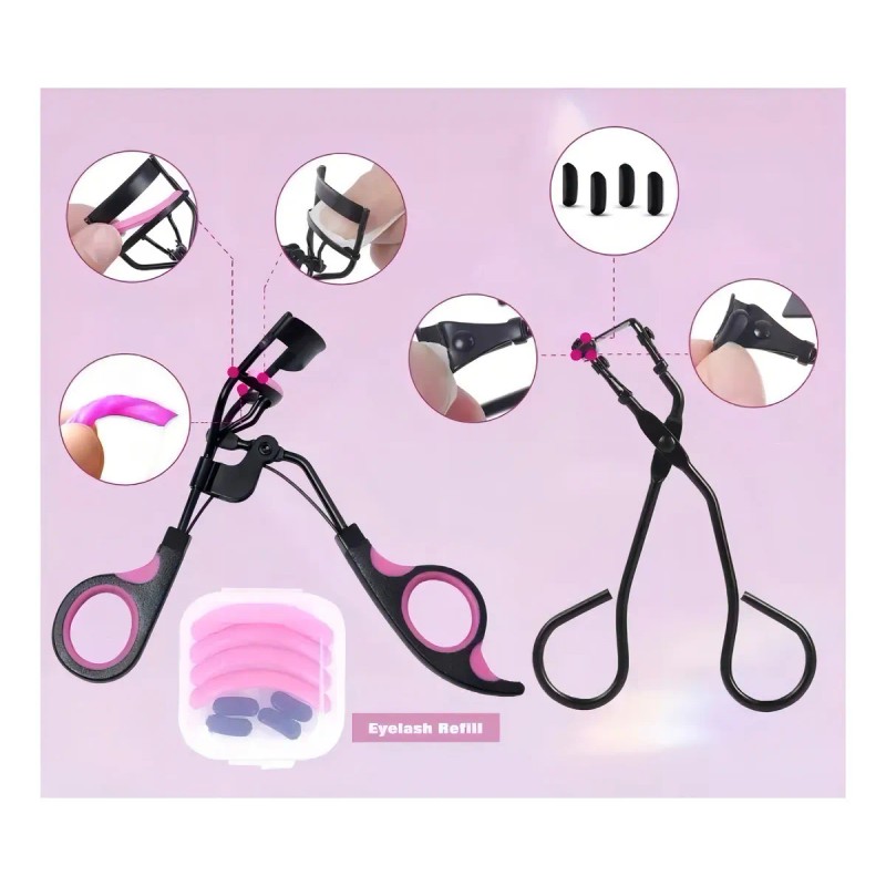 Kit rizador de pestañas enchinador set con tira pinzas peine