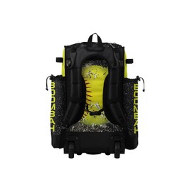 Boombah Superpack Hybrid Rolling Bat Bag - Softball Highlight Bat Pack Black/Optic Yellow/Red - Wheeled & Backpack Version