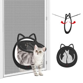 HIDROSIL Cat Door for Screen Door, Inside Openning 10x10x0.5 inch, Patent Desigh Pet Screen Door with Lockable Magnetic Flap for Doggy and Cat Door, Suitable 0-32lb Cats and Small Dogs, Black