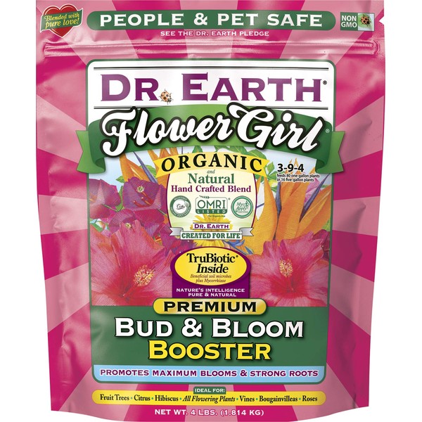 Dr. Earth GL61100518430 Fertilizer & Soil 707P Organic 8 Bud & Bloom Fertilizer in Poly Bag, 4-Pound, 4 lb, Natural