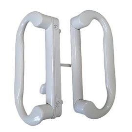 Roto Interlock Sliding Patio Glass Door 7.5" White Handle Set Replacement - Interior and Exterior Handles with Screws with a 4-15/16" Hole Spacing - Fix and Repair Door Hardware - White