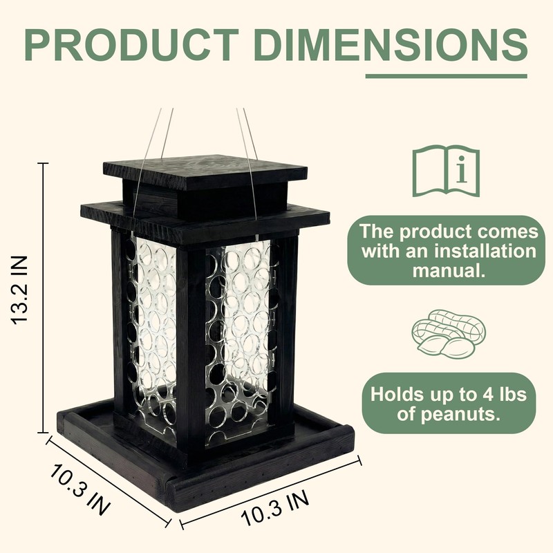 Square Crow Feeder - Hanging Whole Peanut Bird Feeder, Durable