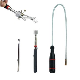 3 Pack Himtop Magnetic Pickup Tools with Strong Magnetic Tips，Including Flexible Magnetic Pickup，Non-Slip Handle，for Picking Up Keys, Screws,Nuts,Nails
