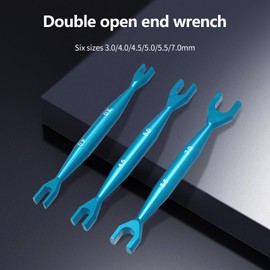 havcybin 3pcs Aluminum Alloy Wrench 3-4mm 4.5-5mm 5.5-7mm Double End Universal Spanner Open End Small Wrench Set Repair Tool For Rc Crawler Car HSP Traxxas Axial SCX10 Truck (Blue)
