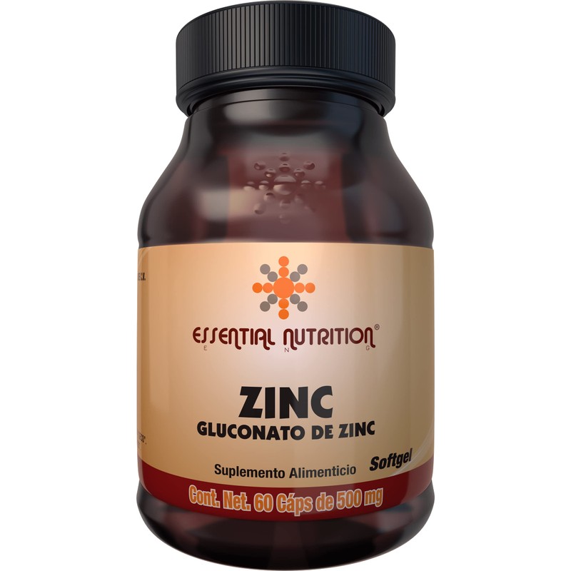 Essential Nutrition, Gluconato de Zinc – 60 Cápsulas de 500
