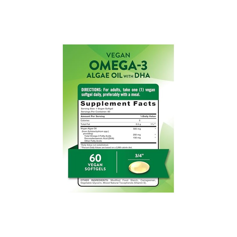 Suplemento vegano de omega 3 de Natures Truth 60 cápsulas