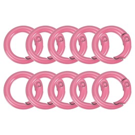 uxcell O Ring Clip, 10Pcs 20mm - Zinc Alloy Colorful Spring O Rings, Round Gate Clip Snap Clasp Hooks Trigger Buckles for Bag Purse Handbag Keychains DIY Accessory (Dark Pink)