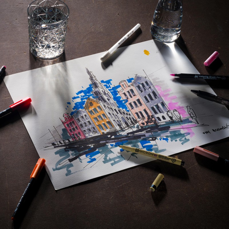 SAKURA Koi Colouring Brush Pen Set with 24 Colours, Brush