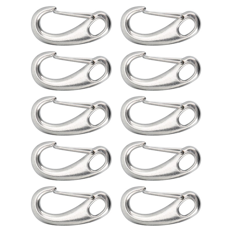 10pcs 50mm Heavy Duty Snap Rope Hook Stainless Steel Spring