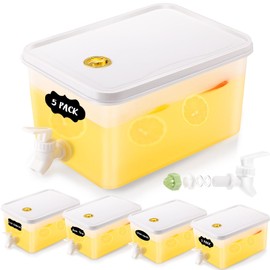 Zhehao 5 Pack Drink Dispenser for Fridge 1.32 Gallon Clear Beverage Dispenser with Leak Proof Spigot Plastic Iced Juice Lemonade Dispensers for Holiday Bar Wedding Party Supplies