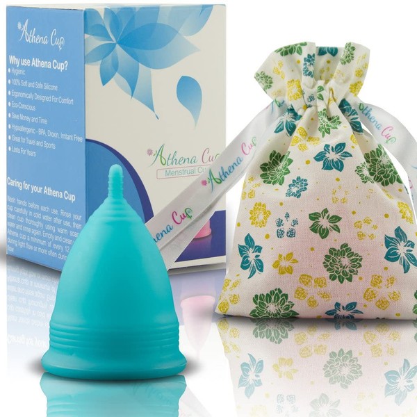 Athena Menstrual Cups Period Cup - One Pack | Regular Flow | Solid Blue Size 2 Large | A Softer Menstruation Cup Made for Easier Periods | Excellent Tampon and Pad Alternative