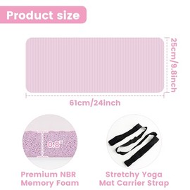 Yoga Knee Pad Cushion, Thick Yoga Mat 0.8inch (20mm) with Yoga Mat Carrier Strap, Mats for Pain Free Knees, Elbows, Wrists and Back, Workout Mats for Home Gym, Yoga, Pilates, Planks, Ab Rollers (Pink, 24"x10"x0.8") | HASSLICKIT