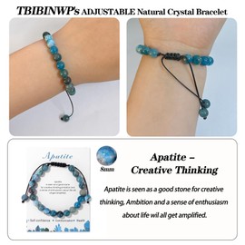 TBIBINWP Crystal Bracelet, 8mm ADJUSTABLE Stretch Natural Bead Bracelet, Birthday Valentines Mother's Father's Day Jewellery Gifts for Women Men Girl Boy