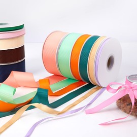 Cinta de grogrén de doble cara de color rosa melocotón de 3/8 pulgadas x 50 yardas para envolver regalos, bodas, fiestas, manualidades, lazos para el cabello, flores, decoración del hogar