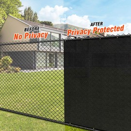 iCover 4x25ft Privacy Screen Fence, Outdoor Fencing Panels, Garden Windscreen Mesh Shade Sail Net Barrier, Include Reinforced Bindings and Brass Grommets Cable Zip Ties, Black