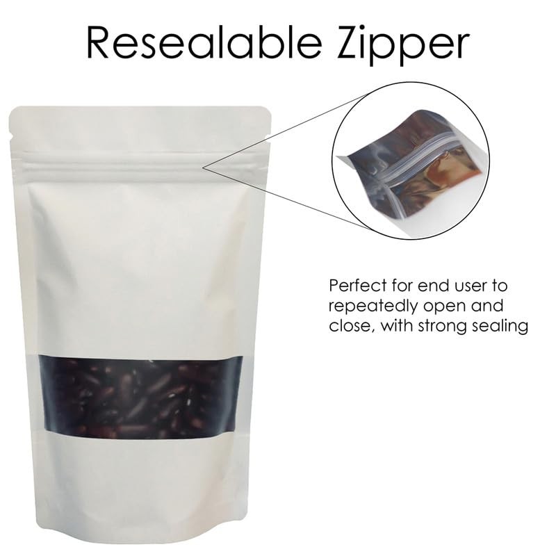 Rightpak Window Stand Up Pouches 100 Pieces 13cm x 21cm,