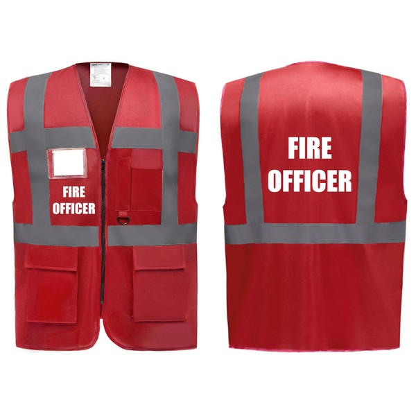 Fire Officer Premium Yellow or Red Zipped Hi Vis Vest