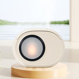 Humidificador para dormitorio, humidificadores de niebla de escritorio de 400 ml, difusor de aceite esencial con lámpara de llama dinámica a la luz de las velas, adecuado para el hogar, viajes y