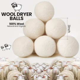 26 Pieces Wool Dryer Balls Set 24 XL Reusable Wool Balls with 2 Muslin Bags Anti Static Dryer Balls Natural Fabric Softener Wool Ball for Clothes Laundry Anti Wrinkle Saving Energy and Drying Time