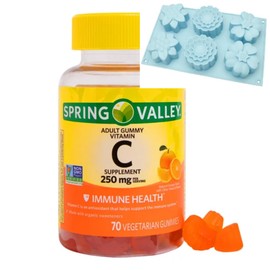 Spring Valley Non GMO Vitamin C Vegetarian Gummies, Orange, 250 mg, 70 Count + 1 Silicone Baking Mold (Color & Style Varies)