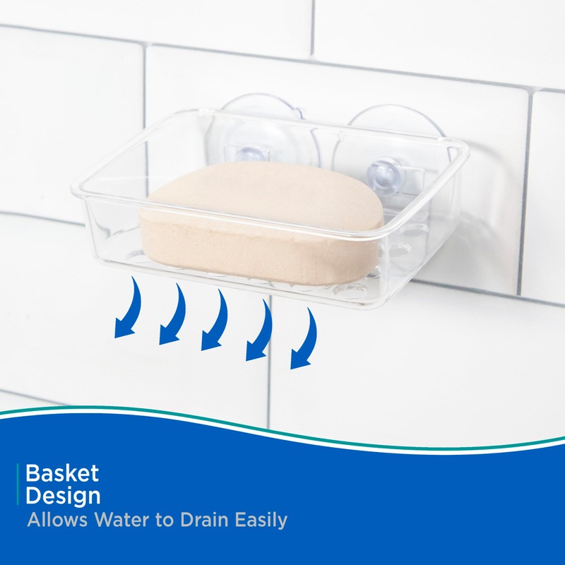 Kenney Plastic Shower Soap Bar Holder, Clear