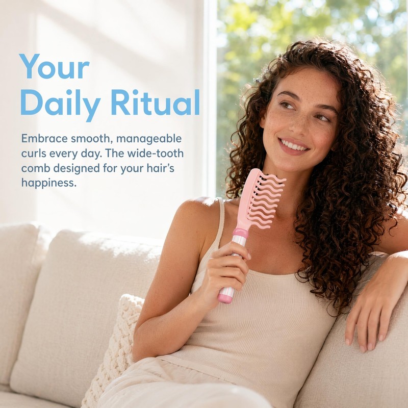 Wide Tooth Comb for Curly Hair, Dual Row Wave Teeth