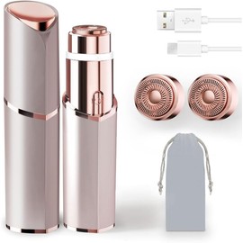 Depilación facial para mujer, afeitadora portátil para mujer, 2 cabezales de repuesto recargables y sin dolor para cara, labios superiores, barbilla, 