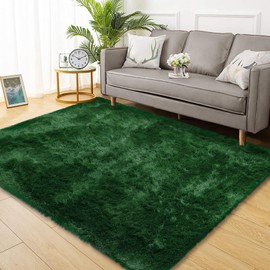 Garvee Large Shag Rug 6x9 Living Room Bedroom Area Rug Non Slip Ultra Soft Modern Solid Color Nursery Throw Carpet Cozy Plush Fuzzy Faux Fur Rug for Boys Girls Kids Room Home Decor Dorm, Green