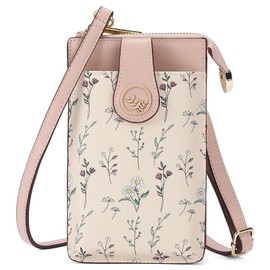 LEEXTON Smartphone Strap, Smartphone Pouch, Women's, Pochette, Diagonal, Vertical, Lightweight, Stylish, Small, Floral Pattern, Mobile Strap, Smartphone Shoulder Strap, Pink