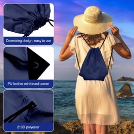 KUUQA 12Pcs Drawstring Backpack Bags Bulk Navy Blue Drawstring Bag Foldable Gym Bag Sports Cinch Sack String Backpack Storage Bags for Women Men Shopping Gym Travel Sports