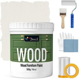 DWIL Matte Finish Furniture Paint - 16 Oz Wood Paint for Cabinets, Doors, Tables, and Dressers Refinishing - Water-Based, Non-Toxic & Odorless, Easy to Apply(Ivory White)-With Tools