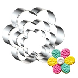 3Pcs Flower Cookie Cutters, Stainless Steel Molds Scalloped Edge Spring Flower Shape Cutter for Mother's Day, Father's Day, Valentine's Day, Thanksgiving
