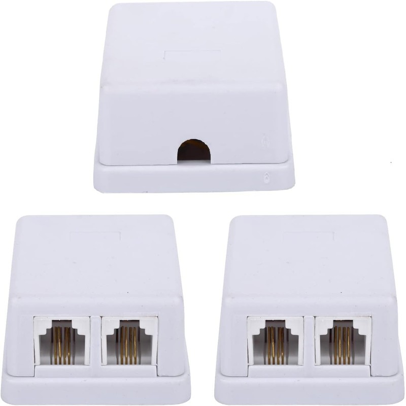 Menewstart Phone Jack Surface Mount Splitter Box, White, 3 Pack,
