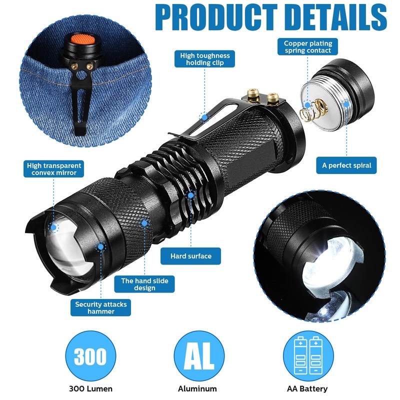 Fumete 20 Pieces LED Flashlight Mini 3 Mode Tactical Torch