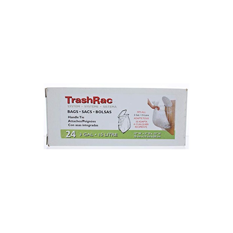 Trashrac 3 gal. Trash Bags Handle Tie 24 pk
