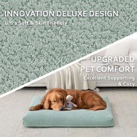 Lucky Tom Dog Bed Crate Pad - Machine-Washable Removable Cover with Waterproof Liner, Luxury Dog Couch Bed with Non-Skip Bottom for Medium-Large Dogs & Most Crates (Green,41" x 28")