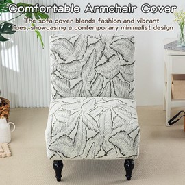 SEAUR Armless Accent Chair Cover Slipper Slipcover Chair Covers for Living Room Dining Removable and Washable Stretch Anti-Fouling Furniture Protector Army Green