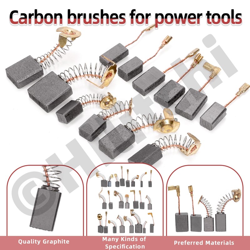 Hilitchi 69Pcs 23 Sizes Electric Motor Carbon Brushes Graphite Carbon