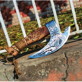 Viking Pizza Cutter Axe New Viking Hatchet Pizza Axe Mini Axe, Pizza Cutter, Small Camping Axe, Small Axe with Premium Leather Sheath Cover