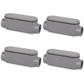 CKVIHAV 4Pack 3/4 Inch Rigid PVC Conduit Body Type C, Slip x Slip PVC Conduit Bodies C Type with Cover and Gasket, Gray
