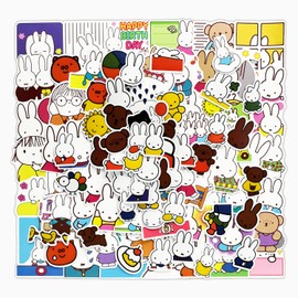 100 Pcs Miffy Stickers Cute Cartoon Miffy Stickers Pack Anime Character Stickers Moe Goods Stickers Waterproof Decals for Car Water Bottle Travel Box Laptop Guitar Helmet Bike Decoration Diary