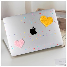 DTangLsm Compatible with MacBook Pro 13 inch Case M2 2024 2023 2022-2016 A2338 M1 A2159 A2289 A2251 A1989 A1706 A1708 Handmade Plastic Hard Shell 3D Plush Heart Case & Keyboard Cover, Two Hearts