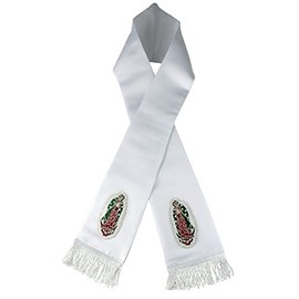 Altotux Satin Embroidered Christening Baptism Stole Scarf Sash Lady of Guadalupe (5-7, Without Words)