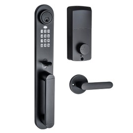 Digital Door Lock with Keypad Set,Smart Door Lock with Keypads,Electronic Deadbolt Keypad with Door Handle Lock Set for Front Door,Electronic Door Lock with Passcode and Key,Matte Black